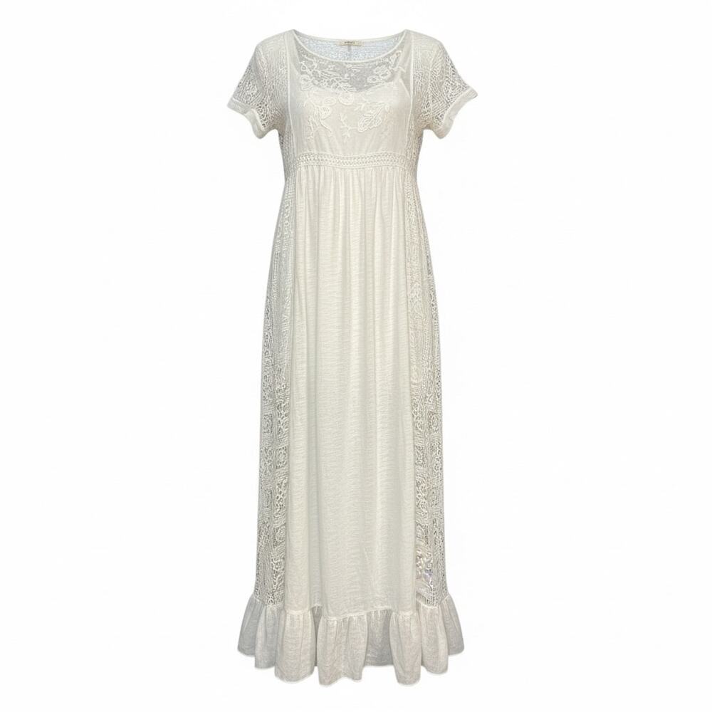 Vintage America Blues Cream Lace Maxi Dress-Jana Style-Boho Prairie-NWT-White